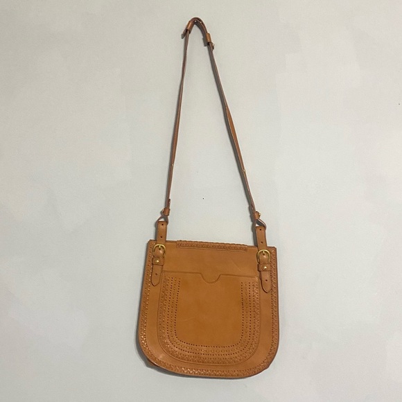 NEW Anthropologie Jasper & Jeera Peyson SaddleBag Leather Brown Crossbody - Picture 3 of 16